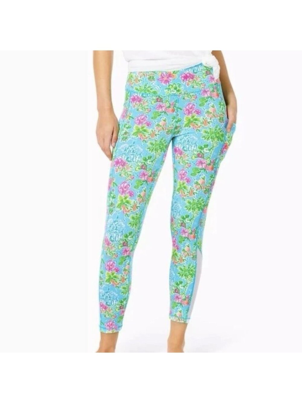 DISNEY x LILLY PULITZER Mickey Floral Print Weekender High Rise Midi Leggings M